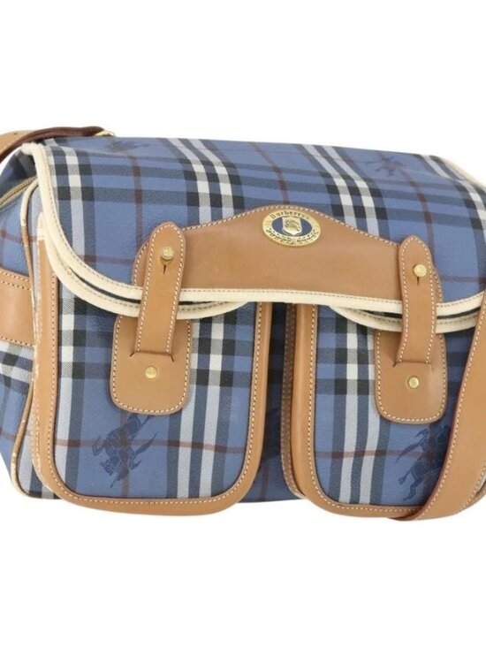 Burberrys Hand Bag PVC 2way Blue Gold Auth 179143 Golden ref  Burberrys Nova Check Shoulder Bag PVC Blue Gold Auth BA9593